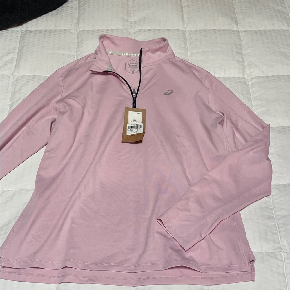 Asics Light Pink Quarter-Zip Pullover